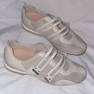 Aetrex Abbey Women Moziac Double Velcro Strap Leather Suede Shoes Sneakers Sz 10